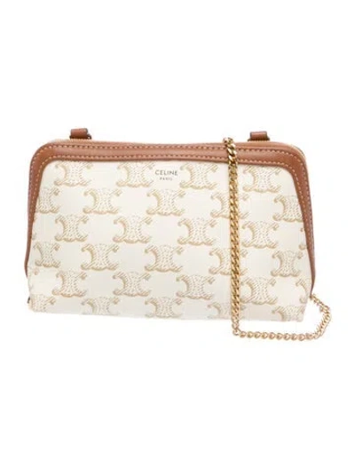 Pre-owned Celine Triomphe Clutch In Neutral