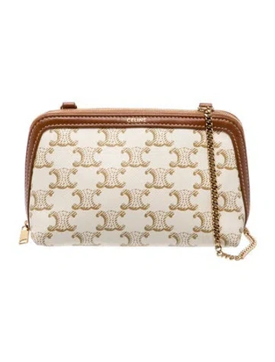 Pre-owned Celine Triomphe Clutch On Chain 2023 In Neutral