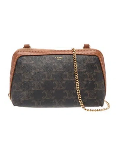 Pre-owned Celine Triomphe Clutch Small In Black