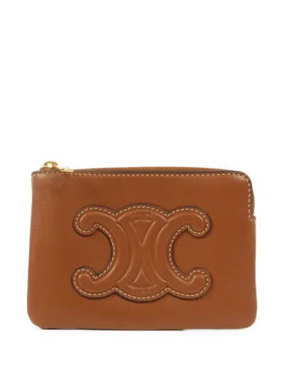 Pre-owned Celine Triomphe Coin Pouch In Brown