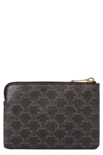 Celine Triomphe Coin Purse In Brown
