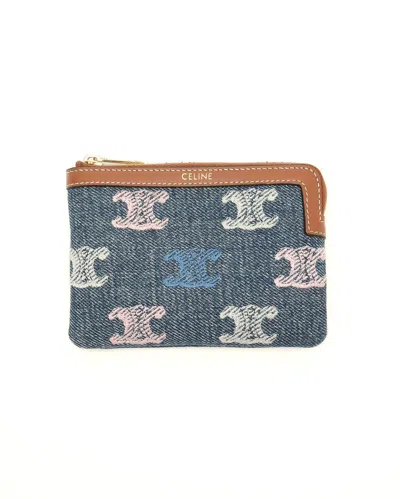 Celine Céline Triomphe Coin Purse In Blue