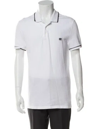 Pre-owned Celine Triomphe Collar Polo Shirt In White