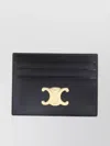 Celine Triomphe Card Holder In Polished Calfskin In Black