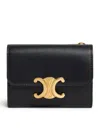 Celine Triomphe Compact Wallet With Coin Purse In Polished Calfskin In Black