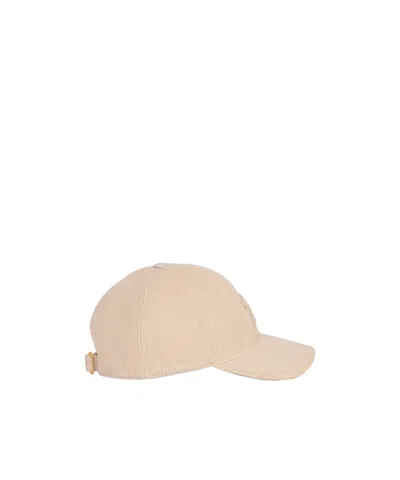 Celine Triomphe Corduroy Baseball Cap In Nude