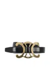 Celine Triomphe Core Leather Belt In Black