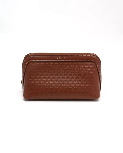 Pre-owned Celine Céline Triomphe Cosmetic Pouch In Brown
