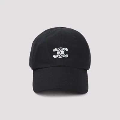 Celine Triomphe Cotton Cap For Men In Black