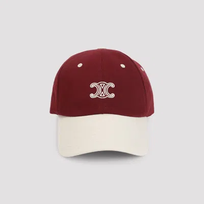 Celine Triomphe Cotton Cap In Red