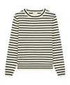 Celine Triomphe Crew Neck Marinère Sweater In Wool In Natural Color/black