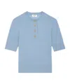 Celine Triomphe Crew Neck Sweater In Fine Wool In Light Blue