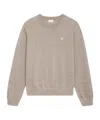 Celine Triomphe Crew Neck Sweater In Wool In Light Taupe