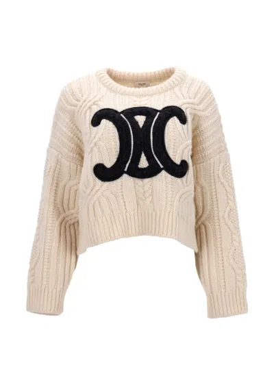 Pre-owned Celine Triomphe Crew-neck Sweater In Neutral