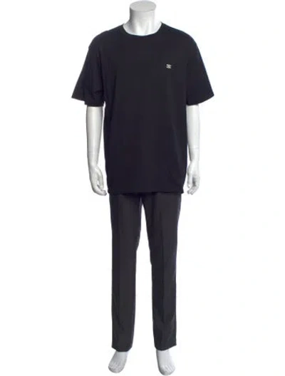 Pre-owned Celine Triomphe Crew Neck T-shirt In Blue