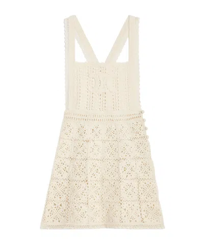 Celine Triomphe Crochet Mini Dress In Nude
