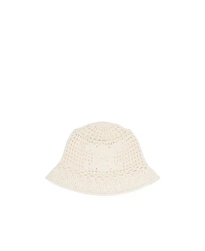 Celine Triomphe Crocheted Cotton Bell Hat In White