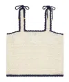 Celine Triomphe Crop Top In Crochetted Cotton In Off White