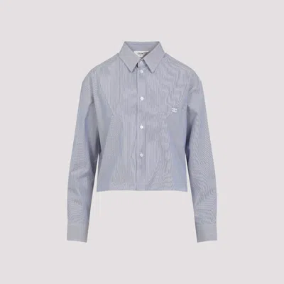 Celine Triomphe Cropped Shirt In Blue