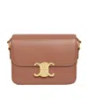 Celine Women Teen Triomphe Leather Shoulder Bag In Brown