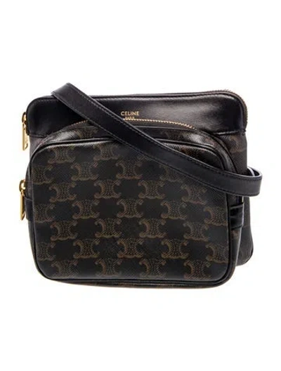 Pre-owned Celine Triomphe Crossbody Bag In Black