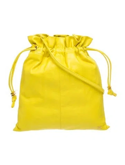 Pre-owned Celine Triomphe Crystal Pouch Small In Yellow