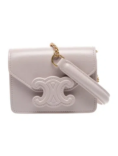 Pre-owned Celine Triomphe Cuir Card Holder On Chain Mini 2023 In Multi