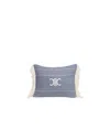 Celine Triomphe Cushion In Striped Cotton In Off-white/navy Blue