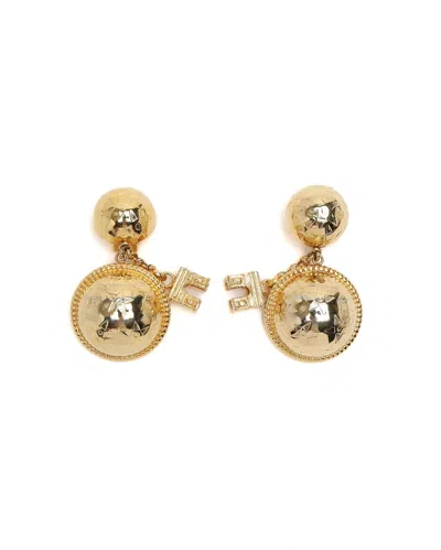 Pre-owned Celine Céline Triomphe Dandling Clip-on Earrings In Gold