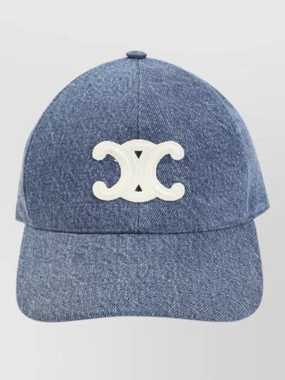 Celine Triomphe Denim Baseball Cap Curved Visor