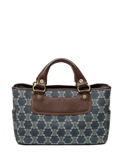 Pre-owned Celine Triomphe Denim Tote Bag In Blue