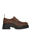 Celine Triomphe Derbies  In Waxed Suede Calfskin In Brown