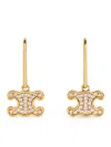 Celine Triomphe Earrings With Brass Rhinestones With Gold Finish And Gold Crystals In Multicolour
