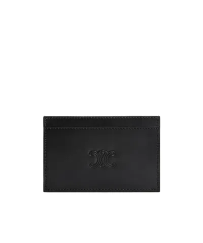 Celine Triomphe Embossed Card Bag In Black