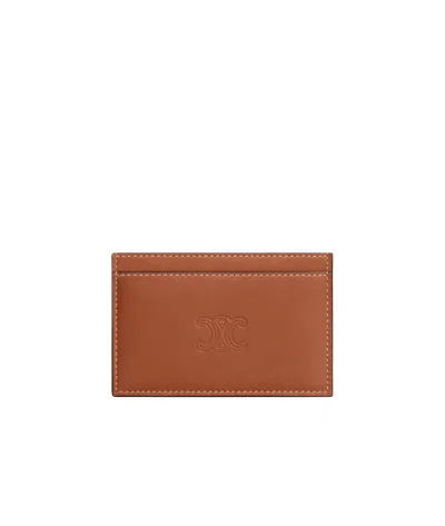 Celine Triomphe Embossed Card Bag In Brown