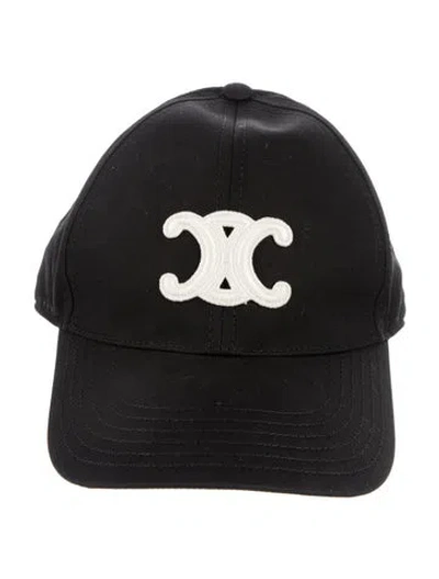 Pre-owned Celine Triomphe Embroidered Baseball Cap In Black