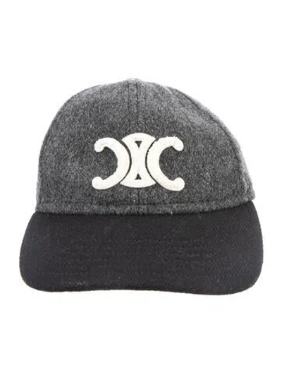 Pre-owned Celine Triomphe Embroidered Baseball Cap In Black/grey
