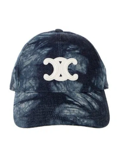 Pre-owned Celine Triomphe Embroidered Baseball Cap In Blue