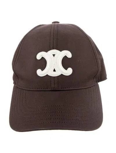 Pre-owned Celine Triomphe Embroidered Baseball Cap In Brown