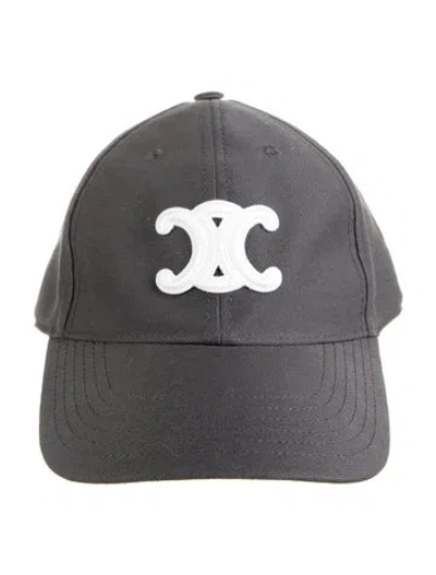 Pre-owned Celine Triomphe Embroidered Baseball Cap In Gray