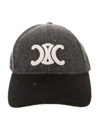 Pre-owned Celine Triomphe Embroidered Baseball Cap In Gray