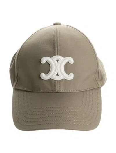Pre-owned Celine Triomphe Embroidered Cap In Green