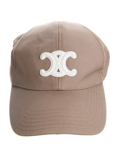 Pre-owned Celine Triomphe Embroidered Cap In Neutrals