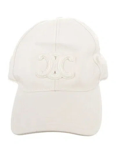 Pre-owned Celine Triomphe Embroidered Cap In Neutrals