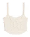 Celine Triomphe Embroidered Hand Crocheted Corset Vest In Nude