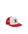 Celine Triomphe Embroidered Patch Hat In Red