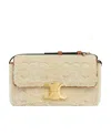 Celine Triomphe Embroidered Shoulder Bag In Natural/tan