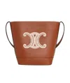 Celine Triomphe Embroidered Small Shoulder Bag In Brown