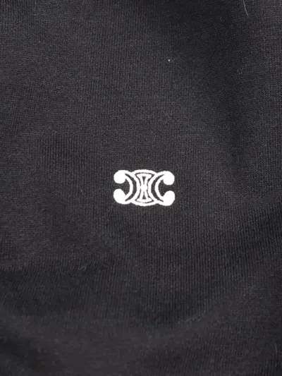 Pre-owned Celine Triomphe Embroidery Loose Hoodie In Black