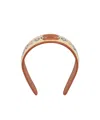 Shop Celine Triomphe Fair Isle Headband In Wool And Calfskin In Yellow/tan